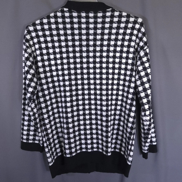 VICI Button Front‎ Cardigan Houndstooth Jeweled Pearl Classy Size Med Old Money - Picture 7 of 9